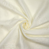 Crepe de viscosa Lily bordado follaje blanco roto