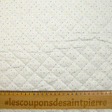 Double-sided quilted cotton polka dots and hearts white background per meter