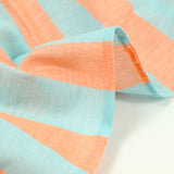 Coton rayé bleu et mandarine