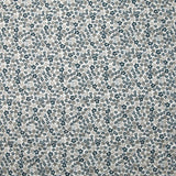 Double-sided quilted cotton Mayla blue flowers white background per meter