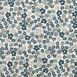 Double-sided quilted cotton Mayla blue flowers white background per meter