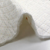 Double-sided quilted cotton polka dots and hearts white background per meter