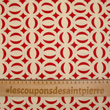 Red parenthesis printed cotton Beige background
