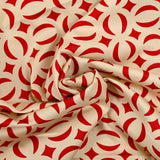 Red parenthesis printed cotton Beige background