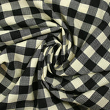 Tissu tailleur laine vichy noir et écru