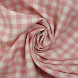 Tissu tailleur laine vichy rose et blanc cassé