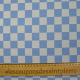 Jacquard de laine mélangée damier gris et bleu