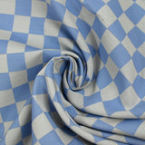 Jacquard de laine mélangée damier gris et bleu