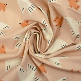 Algodón estampado pájaros vuelan fondo rosa carne
