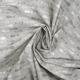 Algodón estampado April Fools fondo gris claro