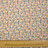 Double-sided quilted cotton Mayla salmon flowers white background per meter