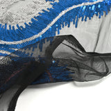 Tulle Sequin Royal feathers Silver and royal blue