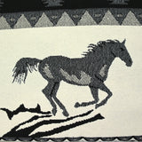 Coton jacquard cheval au galop fond blanc