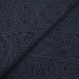 Square polycotton crochet effect lace knit in midnight blue macramé