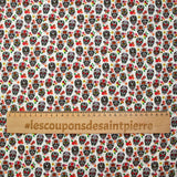 Cotton printed Día de Muertos white background