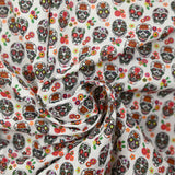 Cotton printed Día de Muertos white background