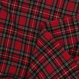 100% wool tartan cheesecloth red background