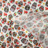 Cotton printed Día de Muertos white background