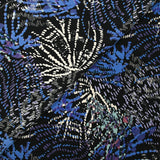 Maille crêpe imprimée feu d'artifice bleu fond noir