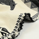 Coton jacquard cheval au galop fond blanc