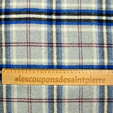 Wool blend with blue checks and gray background