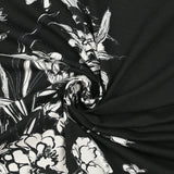 Jersey de viscose imprimé bouquet floral fond noir