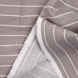 Lin viscose imprimé rayé fond taupe