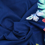 Lino viscosa estampado flores fondo marino
