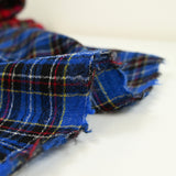 100% wool tartan cheesecloth blue background
