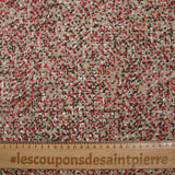 Jersey de polycoton froissé imprimé dans la foule rouge fond beige