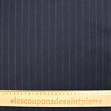 Tissu tailleur flanelle laine mélangée rayé fond bleu marine