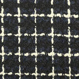 Tweed de laine mélangée à carreaux écru fond marine et noir