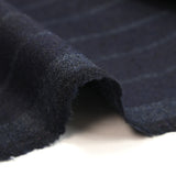 Tissu tailleur flanelle laine mélangée rayé fond bleu marine