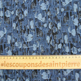 Twill de coton imprimé fantaisie bleu