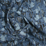 Twill de coton imprimé fantaisie bleu