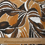 Viscose crepe with brown jungle print and white background