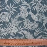 Crepé de viscosa con estampado de follaje puntillismo en azul denim