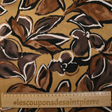 Twill de viscose imprimé nature en peinture marron fond camel