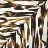 Crepe de viscosa estampado ondas abstractas marrón fondo blanco