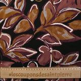 Twill de viscose imprimé nature en peinture vieux rose et ocre fond noir