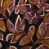 Twill de viscose imprimé nature en peinture vieux rose et ocre fond noir