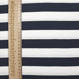 Jersey de coton rayé 30 mm bleu nuit et blanc