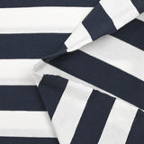 Jersey de coton rayé 30 mm bleu nuit et blanc