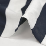 Jersey de coton rayé 30 mm bleu nuit et blanc