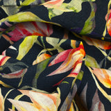 Linen viscose tulip print navy background