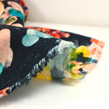 Lin viscose imprimé ballons multicolores fond marine