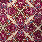 Viscose imprimée mandala botanique magenta fond écru