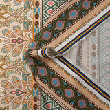 Viscose imprimée paon impérial beige fond écru