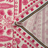 Viscosa estampada Oaxaca bordado fucsia fondo blanquecino