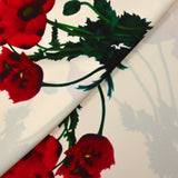 Crêpe viscose imprimé grands coquelicots fond écru